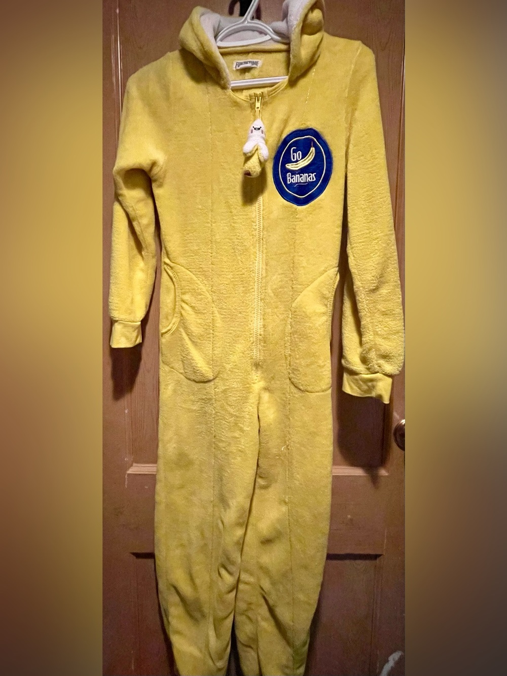 Funzietime Youth Large Yellow Banana Hooded Fleece Onesie Pajama/Costume
